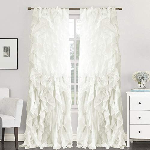Sweet Home Collection 50" x 84" Sheer Voile Ruffled Window Curtain Panel 2-Pack: $26.99