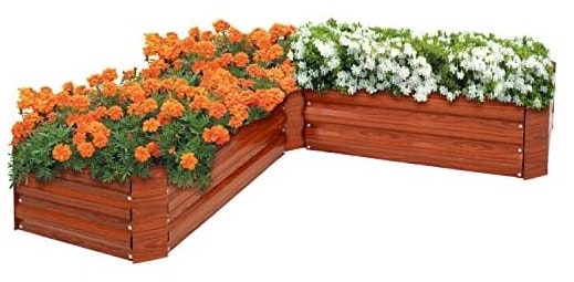 Sunnydaze L-Shaped Raised Metal Garden Bed: $42
