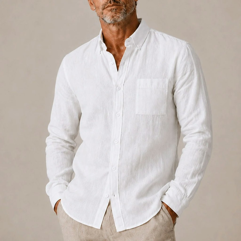 Men's Cotton Linen Button-Up Shirt: 2 for $10