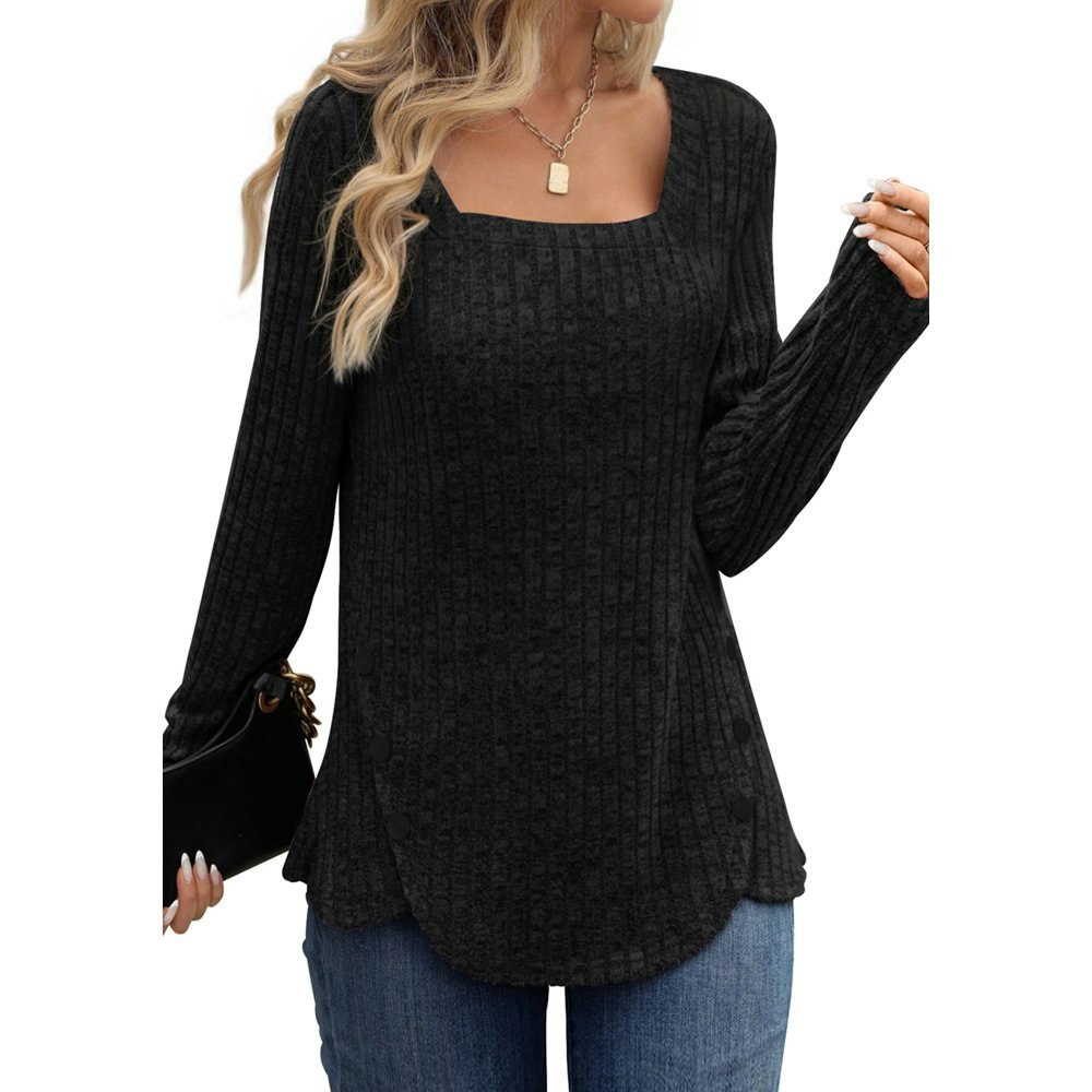 Fantaslook Square Neck Long Sleeve Tunic Blouse: $14.99