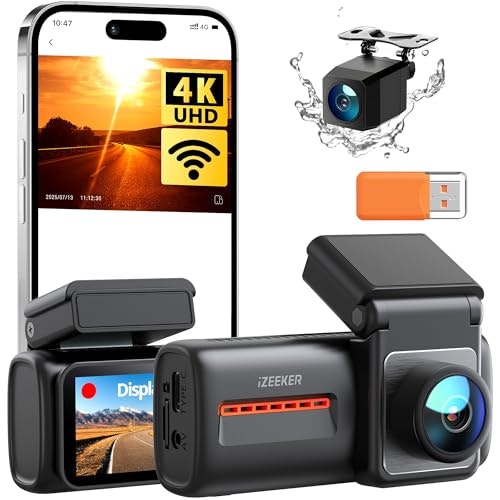 iZeeker 4K Front and Rear Dual Dash Cam: $39.99
