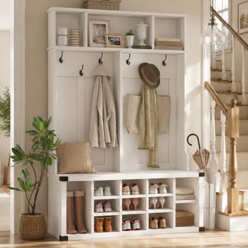 Garvee Farmhouse Entryway Hall Tree with Bench and Shoe Storage: $188.92 Garvee Farmhouse Entryway Hall Tree with Bench and Shoe Storage: $188.92