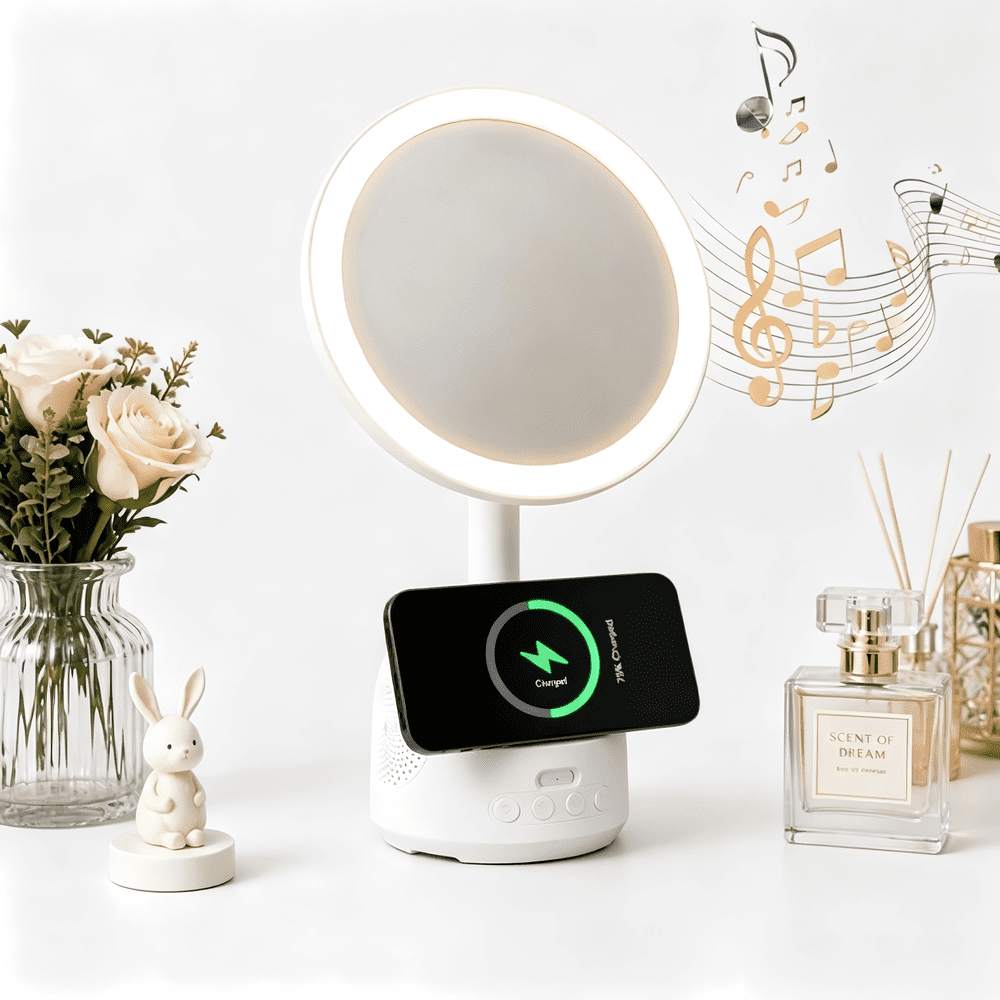 7.5-inch 3-in-1 LED Vanity Mirror with Bluetooth Speaker and Wireless Charging: $21.59 7.5-inch 3-in-1 LED Vanity Mirror with Bluetooth Speaker and Wireless Charging: $21.59