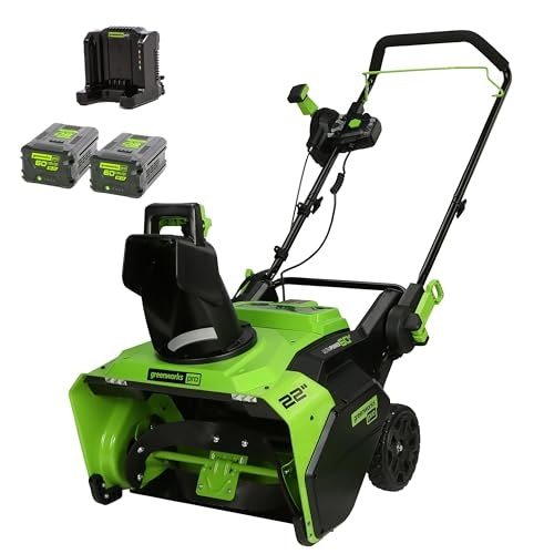 Greenworks Pro 60V 22-inch Brushless Cordless Snow Blower with 2 Batteries and Dual Port Charger: $498.92 Greenworks Pro 60V 22-inch Brushless Cordless Snow Blower with 2 Batteries and Dual Port Charger: $498.92