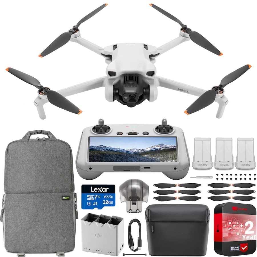 DJI Mini 3 Drone Quadcopter Fly More Combo Kit w/ RC Smart Remote & Accessory Bundle: $750 DJI Mini 3 Drone Quadcopter Fly More Combo Kit w/ RC Smart Remote & Accessory Bundle: $750