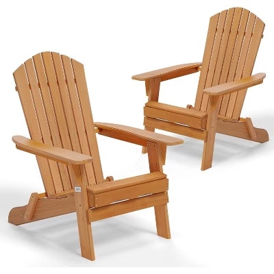 Set of 2 Folding Adirondack Wood Chairs: $90 Set of 2 Folding Adirondack Wood Chairs: $90