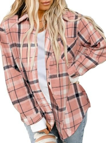Asiertiy Women's Buffalo Plaid Flannel Button-Down Shirt: $14.98 Asiertiy Women's Buffalo Plaid Flannel Button-Down Shirt: $14.98