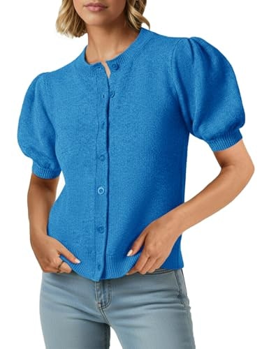 Saodimallsu Women's Puff Short Sleeve Cardigan Sweater: $19.93