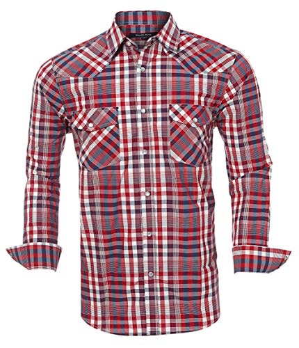 Men's Western Plaid Long Sleeve Snap Button Shirt: $25.49
