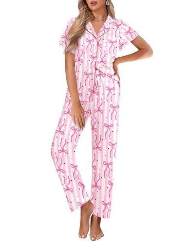 Ekouaer Women's Ruffle Sleeve Button-Up Pajama Set: $23.99 Ekouaer Women's Ruffle Sleeve Button-Up Pajama Set: $23.99