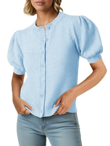 Saodimallsu Women's Puff Short Sleeve Cardigan Sweater: $19.93 Saodimallsu Women's Puff Short Sleeve Cardigan Sweater: $19.93