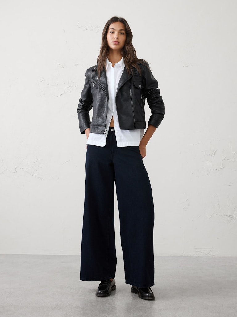 Vegan Leather Cropped Moto Jacket: $100 Vegan Leather Cropped Moto Jacket: $100