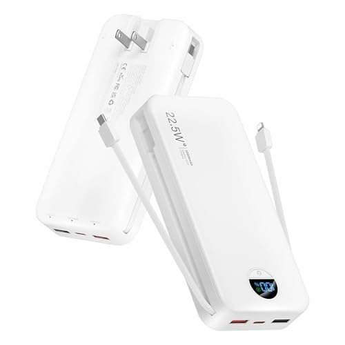 Citicr 20,000mAh 20W Portable Charger with Built-in Cables and Wall Plug: $34.98 Citicr 20,000mAh 20W Portable Charger with Built-in Cables and Wall Plug: $34.98