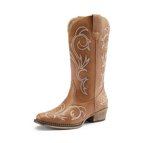 Dream Pairs Women's Mid-Calf Cowboy Boots: $36.99 Dream Pairs Women's Mid-Calf Cowboy Boots: $36.99
