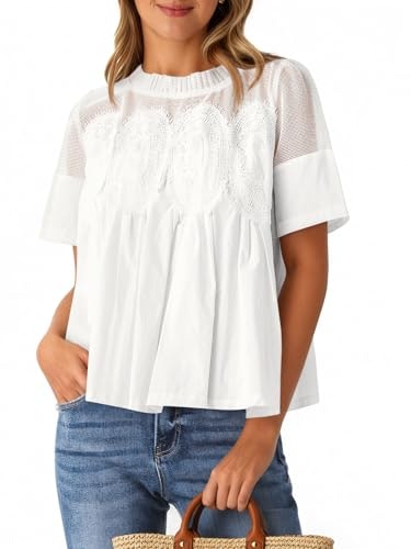 Cicy Bell Women's Short Sleeve Lace Peplum Blouse: $28.49