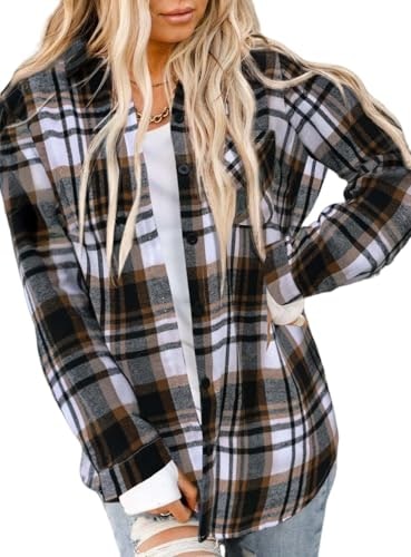 Asiertiy Women's Buffalo Plaid Flannel Button-Down Shirt: $14.98 Asiertiy Women's Buffalo Plaid Flannel Button-Down Shirt: $14.98