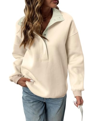 Blencot Women Mock Neck Oversized Henley Sweatshirt: $24.99 Blencot Women Mock Neck Oversized Henley Sweatshirt: $24.99