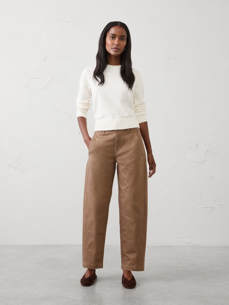 Barrel-Leg Mid-Rise Seamed Jean: $50