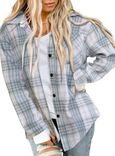 Asiertiy Women's Buffalo Plaid Flannel Button-Down Shirt: $14.98 Asiertiy Women's Buffalo Plaid Flannel Button-Down Shirt: $14.98