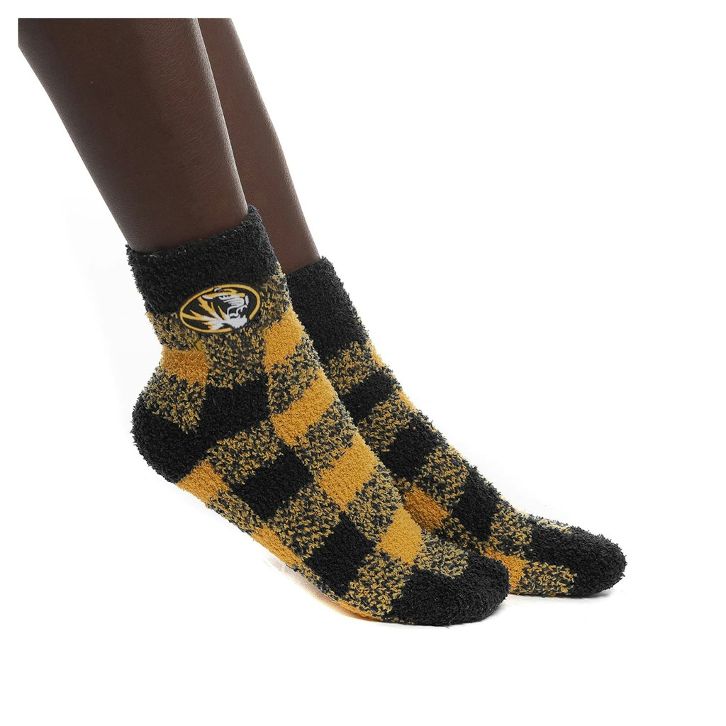ZooZatz Missouri Tigers Fuzzy Buffalo Checkered Ankle Socks: $12.99