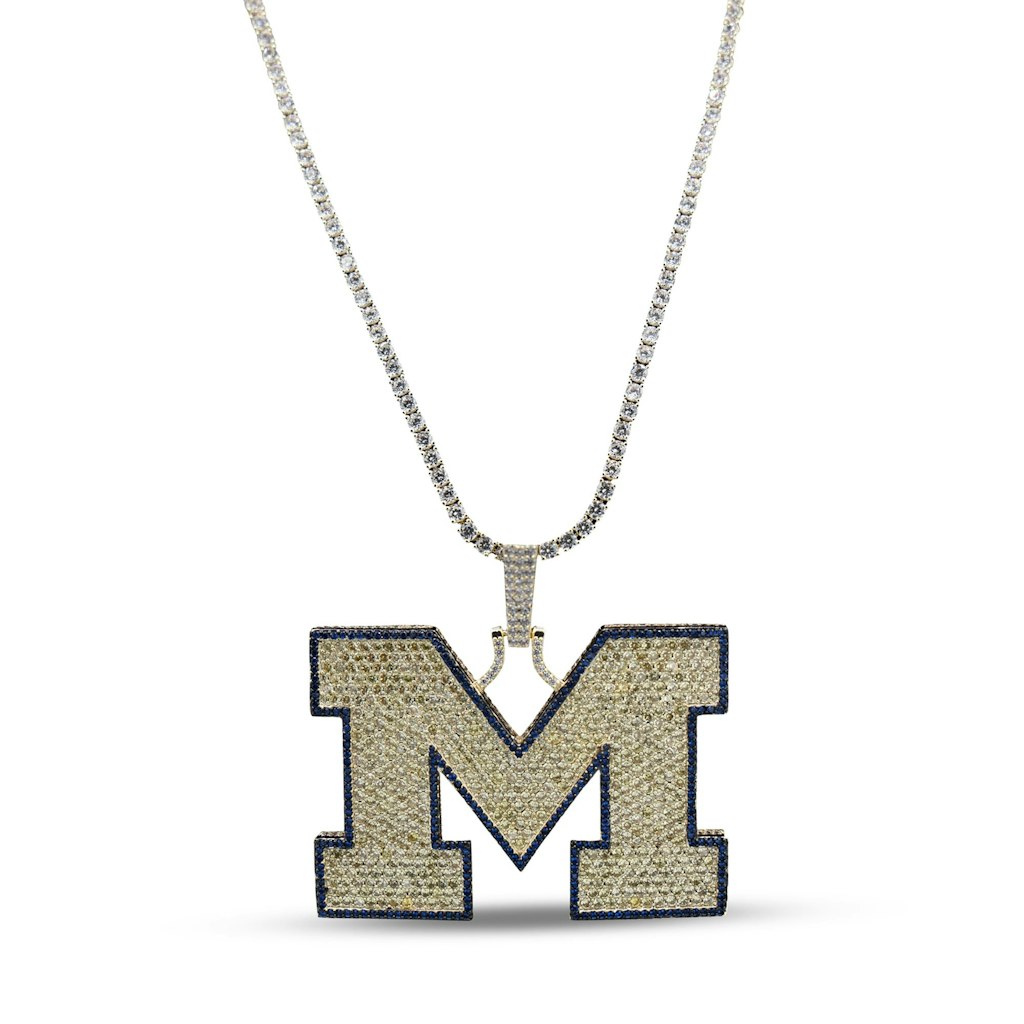 GLD Michigan Wolverines 18K Yellow Gold Logo Pendant and 20-Inch Tennis Chain: $369.99 GLD Michigan Wolverines 18K Yellow Gold Logo Pendant and 20-Inch Tennis Chain: $369.99