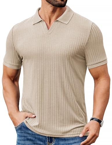 Coofandy Men's Textured V-Neck Short Sleeve Polo Shirt: $16.98 Coofandy Men's Textured V-Neck Short Sleeve Polo Shirt: $16.98