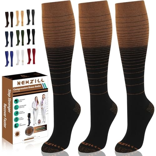 Newzill 15-20mmHg Copper Compression Socks 3-Pack: $30.60