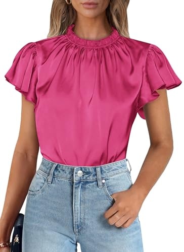 Prettygarden Women's Satin Business Casual Blouse: $12.74 Prettygarden Women's Satin Business Casual Blouse: $12.74