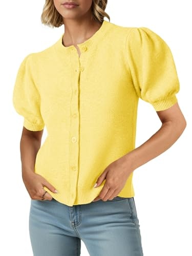 Saodimallsu Women's Puff Short Sleeve Cardigan Sweater: $19.93 Saodimallsu Women's Puff Short Sleeve Cardigan Sweater: $19.93