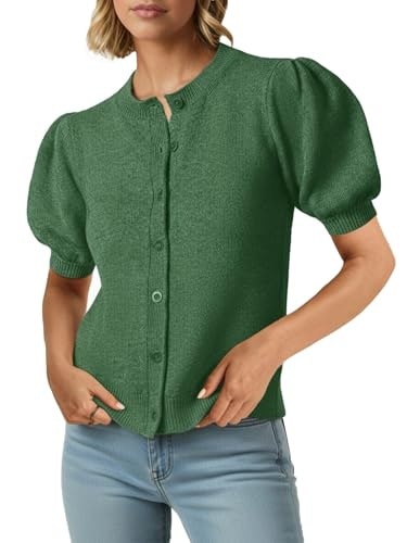 Saodimallsu Women's Puff Short Sleeve Cardigan Sweater: $19.93