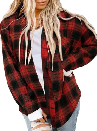 Asiertiy Women's Buffalo Plaid Flannel Button-Down Shirt: $14.98 Asiertiy Women's Buffalo Plaid Flannel Button-Down Shirt: $14.98