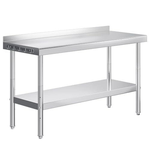 Jocisland 60 x 24-Inch Stainless Steel Prep Table with Backsplash: $113.39 Jocisland 60 x 24-Inch Stainless Steel Prep Table with Backsplash: $113.39