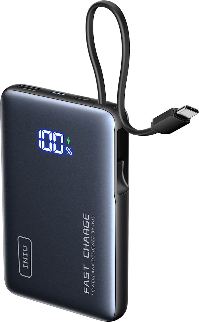 INIU 10,000mAh Power Bank with Built-in USB-C Cable: $24.99 INIU 10,000mAh Power Bank with Built-in USB-C Cable: $24.99