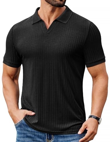 Coofandy Men's Textured V-Neck Short Sleeve Polo Shirt: $15.29 Coofandy Men's Textured V-Neck Short Sleeve Polo Shirt: $15.29
