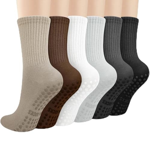 Justay Women's Non-Slip Pilates Grip Socks 6-Pack: $9.99 Justay Women's Non-Slip Pilates Grip Socks 6-Pack: $9.99