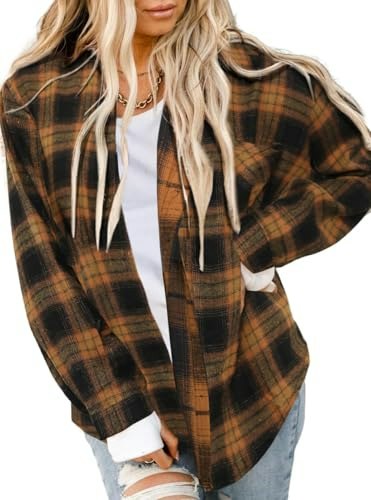 Asiertiy Women's Buffalo Plaid Flannel Button-Down Shirt: $14.98 Asiertiy Women's Buffalo Plaid Flannel Button-Down Shirt: $14.98