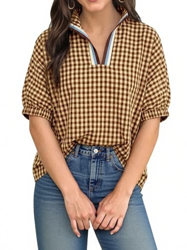 Tankaneo Women's V-Neck Plaid Dolman Sleeve Blouse: $16.98 Tankaneo Women's V-Neck Plaid Dolman Sleeve Blouse: $16.98