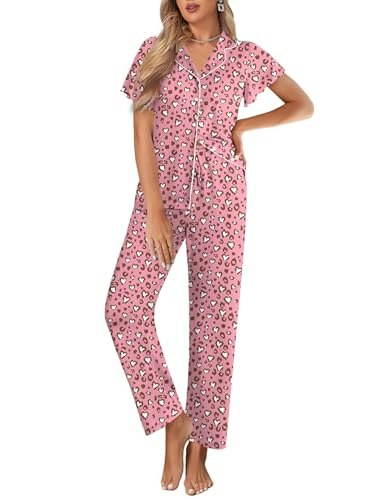 Ekouaer Women's Ruffle Sleeve Button-Up Pajama Set: $18.67 Ekouaer Women's Ruffle Sleeve Button-Up Pajama Set: $18.67