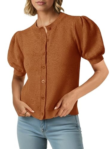 Saodimallsu Women's Puff Short Sleeve Cardigan Sweater: $19.93 Saodimallsu Women's Puff Short Sleeve Cardigan Sweater: $19.93