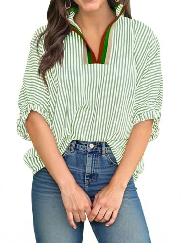 Tankaneo Women's V-Neck Striped Dolman Sleeve Blouse: $16.98 Tankaneo Women's V-Neck Striped Dolman Sleeve Blouse: $16.98