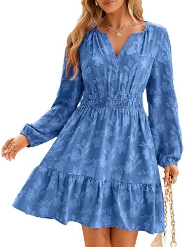BerryGo Women's Long Sleeve V-Neck Boho Mini Dress: $39.93 BerryGo Women's Long Sleeve V-Neck Boho Mini Dress: $39.93