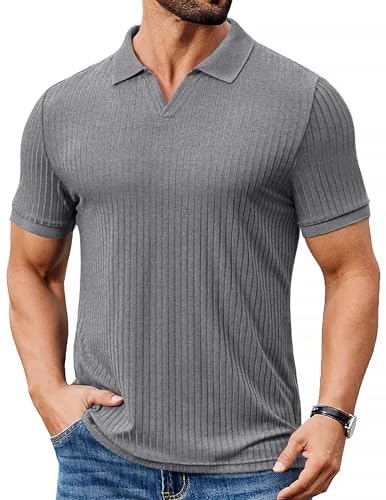 Coofandy Men's Textured V-Neck Short Sleeve Polo Shirt: $16.98 Coofandy Men's Textured V-Neck Short Sleeve Polo Shirt: $16.98