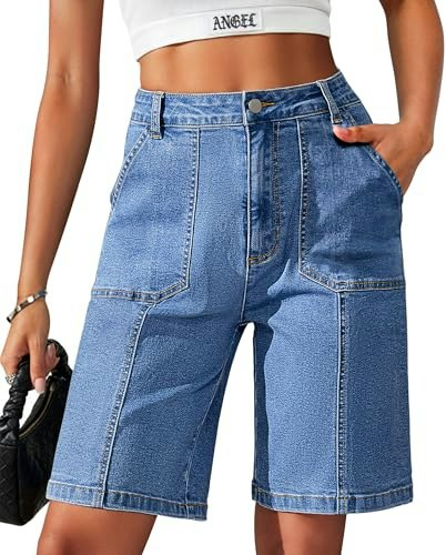 Eddoyee Women's Stretchy Denim Bermuda Shorts: $27.99 Eddoyee Women's Stretchy Denim Bermuda Shorts: $27.99