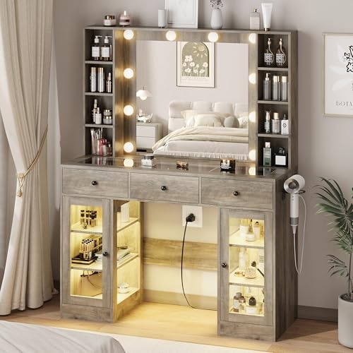 Vanity Desk with Lighted Mirror and 3 Drawers: $212.49 Vanity Desk with Lighted Mirror and 3 Drawers: $212.49