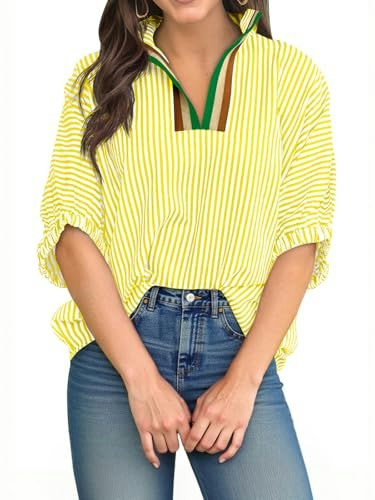 Tankaneo Women's V-Neck Striped Polo Shirt: $14.99 Tankaneo Women's V-Neck Striped Polo Shirt: $14.99