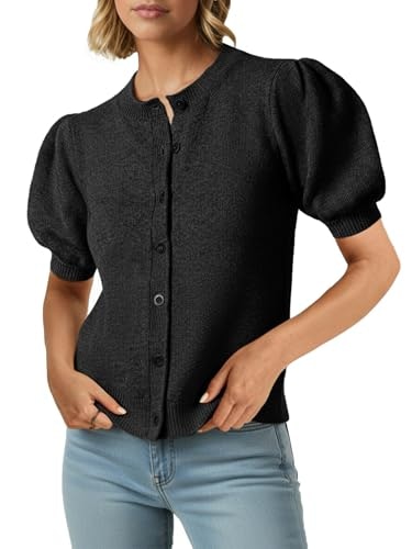 Saodimallsu Women's Puff Short Sleeve Cardigan Sweater: $19.93 Saodimallsu Women's Puff Short Sleeve Cardigan Sweater: $19.93