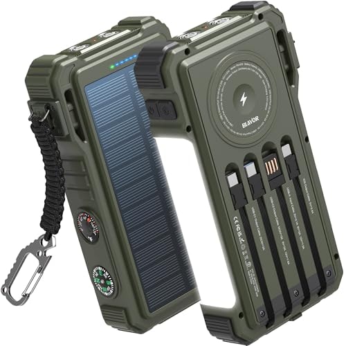 Blavor 20,000mAh Solar Power Bank with Built-in Cables: $39.97