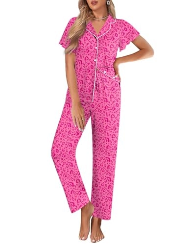 Ekouaer Women's Ruffle Sleeve Button-Up Pajama Set: $23.74