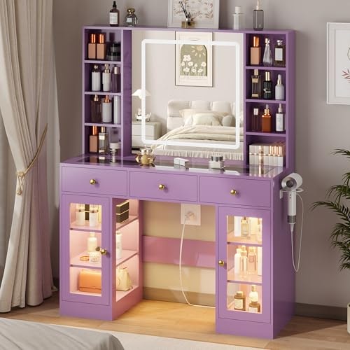 Vanity Desk with Mirror and Lights: $220.99 Vanity Desk with Mirror and Lights: $220.99