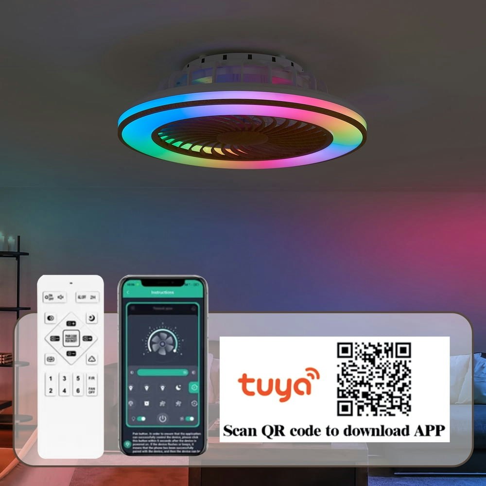 20-inch Caged Ceiling Fan with RGB Light: $75.99 20-inch Caged Ceiling Fan with RGB Light: $75.99